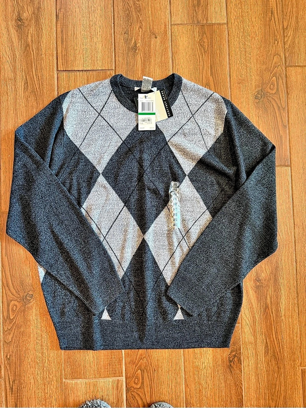 Geoffrey Beene Men's Geometric Sweater Black & Gray large NWT